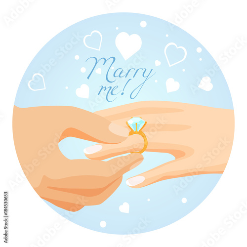 Proposal to marry with beautiful shiny diamond ring