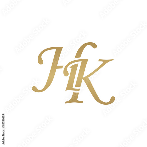 Initial letter HK, overlapping elegant monogram logo, luxury golden color photo