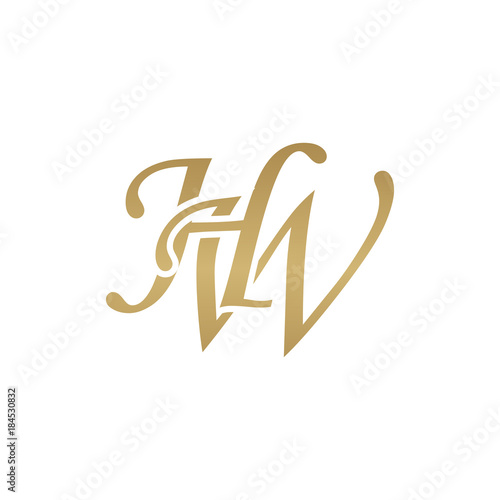 Initial letter HW, overlapping elegant monogram logo, luxury golden color