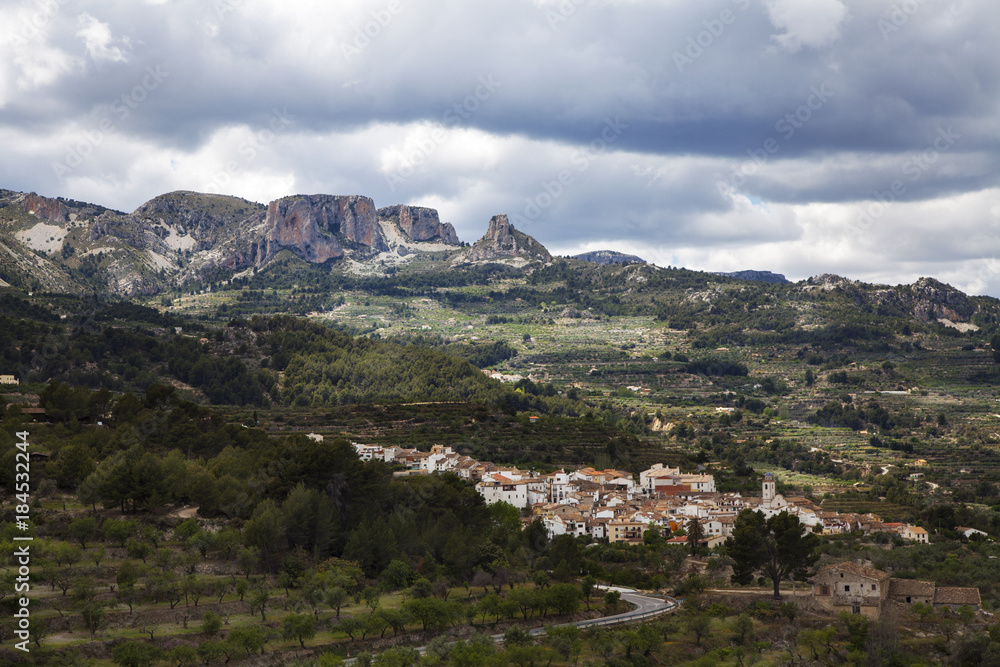 Photo panorama of the village in the mountains.
