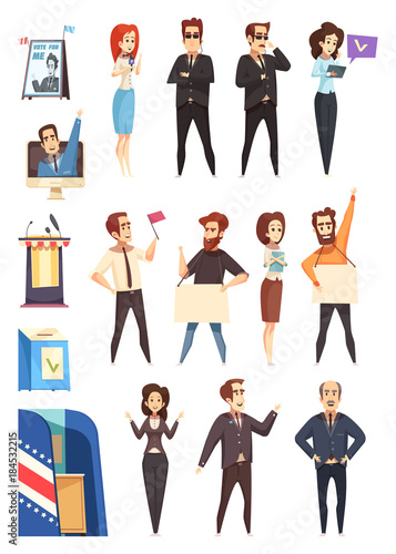 Politics Politicians Cartoon Characters Set 