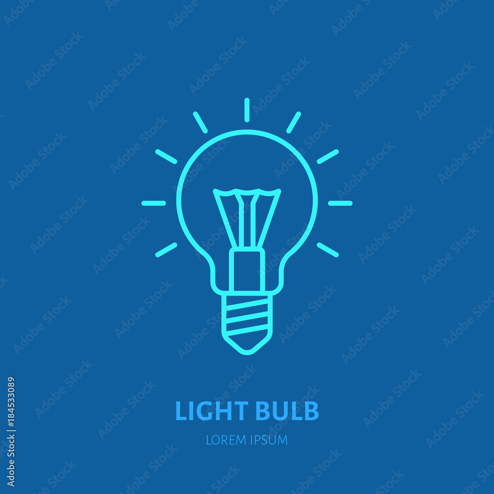 Light bulb flat line icon. Vector sign of electrical service. Idea, innovation. Light bulb flat line icon. Vector sign of electrical service. Idea, innovation.