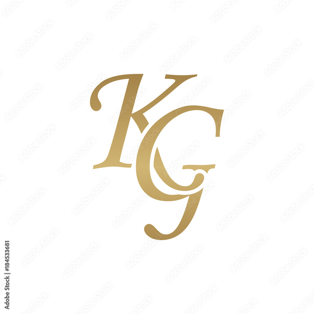 Initial letter KG, overlapping elegant monogram logo, luxury golden color Initial letter KG, overlapping elegant monogram logo, luxury golden color