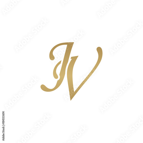 Initial letter JV, overlapping elegant monogram logo, luxury golden color