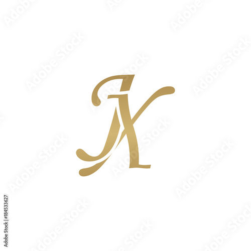 Initial letter JX, overlapping elegant monogram logo, luxury golden color