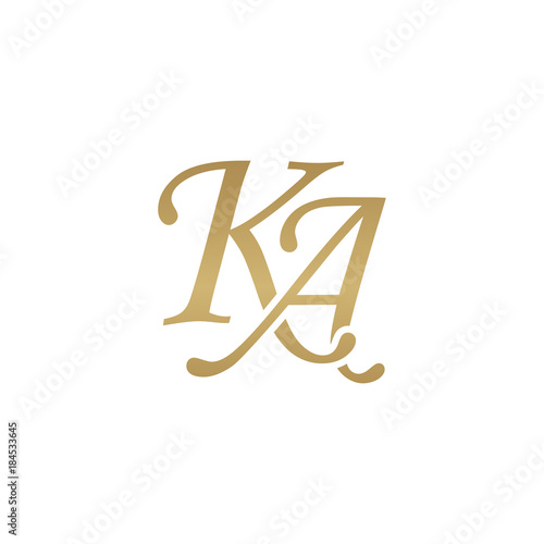 Initial letter KA, overlapping elegant monogram logo, luxury golden color photo