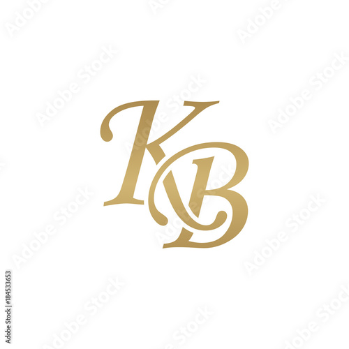 Initial letter KB, overlapping elegant monogram logo, luxury golden color