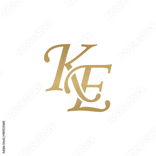 Initial letter KE, overlapping elegant monogram logo, luxury golden color