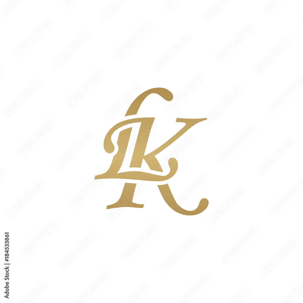 Initial letter LK, overlapping elegant monogram logo, luxury golden color Initial letter LK, overlapping elegant monogram logo, luxury golden color