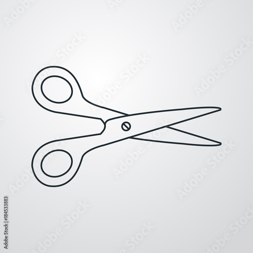 Icono plano linea tijeras en fondo degradado