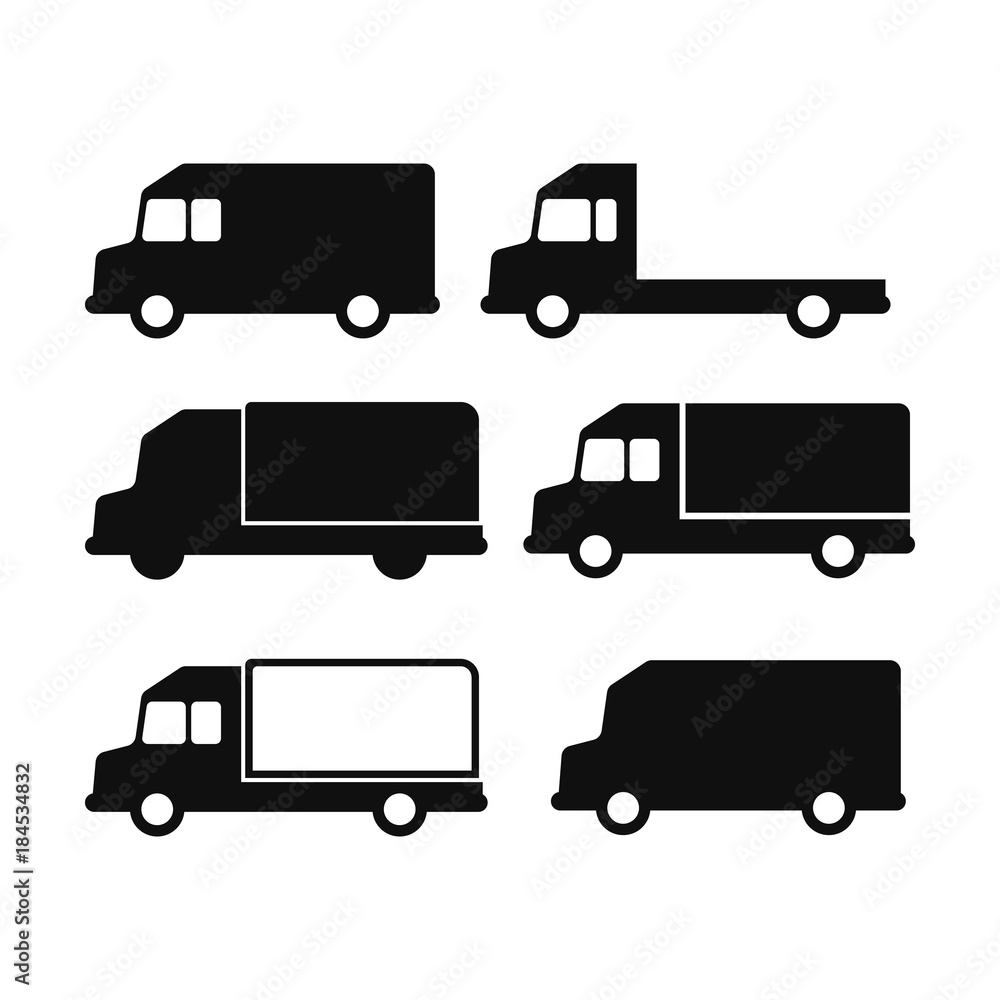 Truck icons set. Lorry illustration silhouettes collection Truck icons set. Lorry illustration silhouettes collection