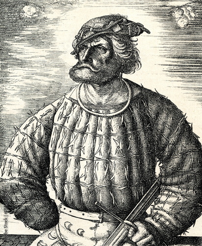 Florian Geyer von Giebelstadt, German nobleman, diplomat, and knight, by Daniel Hopfer (from Spamers Illustrierte Weltgeschichte, 1894, 5[1], 247)