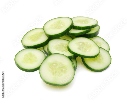 Sliced Cucumber Isolated on White Background