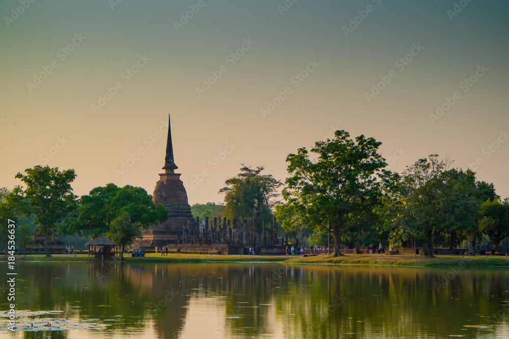 Pagoda of ancient temple at Sukhothai Historical Park