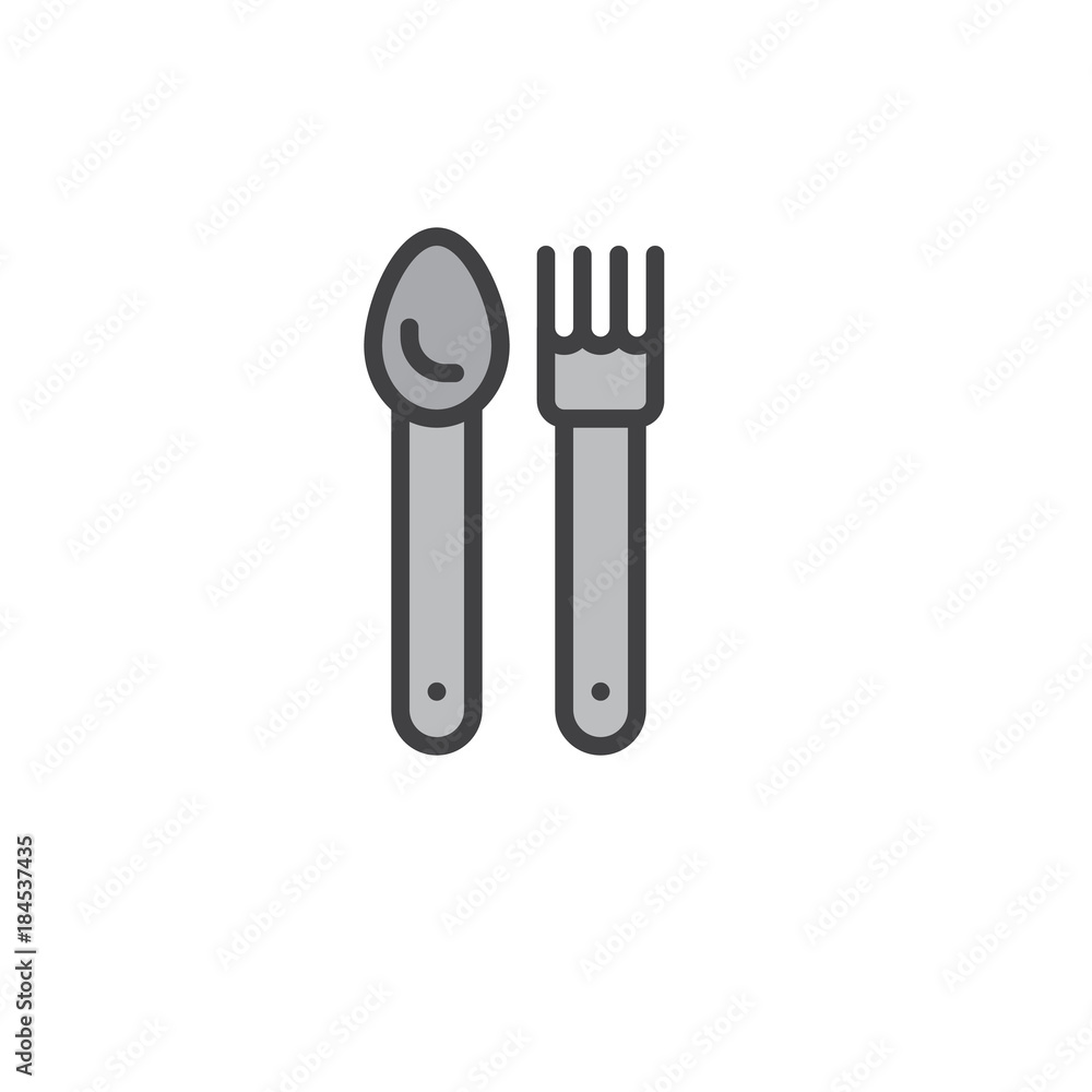 Fork spoon filled outline icon, line vector sign, linear colorful pictogram isolated on white. Cutlery symbol, logo illustration. Pixel perfect vector graphics Fork spoon filled outline icon, line vector sign, linear colorful pictogram isolated on white. Cutlery symbol, logo illustration. Pixel perfect vector graphics
