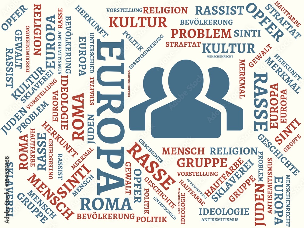 EUROPA - Bilder mit Wörtern aus dem Bereich Rassismus, Wort, Bild, Illustration EUROPA - Bilder mit Wörtern aus dem Bereich Rassismus, Wort, Bild, Illustration