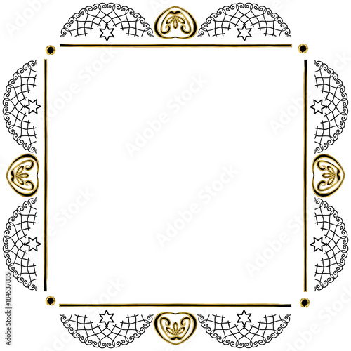 Decorative vintage frame. Jewish star. Vector illustration on isolated background