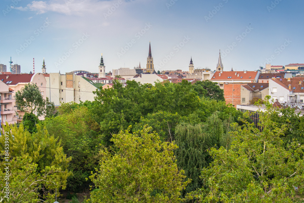 Novi Sad, Serbia August 02, 2014: Panorama of Novi Sad churches