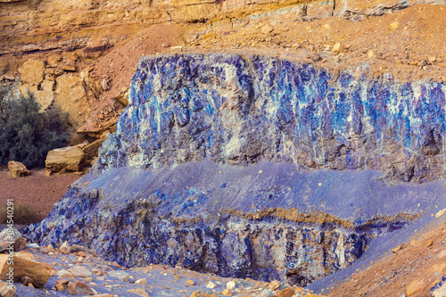 Sandstone color bands in Makhtesh Ramon Crater, Negev desert, Israel photo