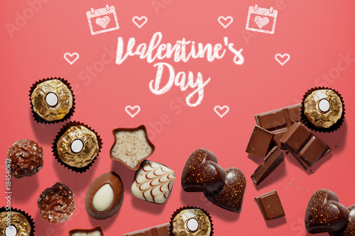 Fondo con chocolates para el día de San Valentín