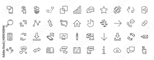 Set of Message Vector Line Icons. Contains such Icons as Conversation, SMS, Heart, Love Chats, Notification, Group Chat and more. Editable Stroke. 32x32 Pixel Perfect.