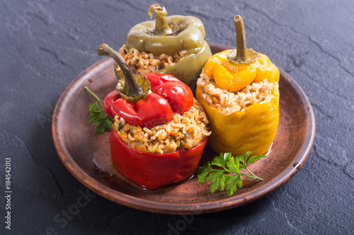 Colorful stuffed peppers photo