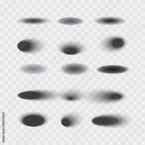 Set of vector oval shadows isolated