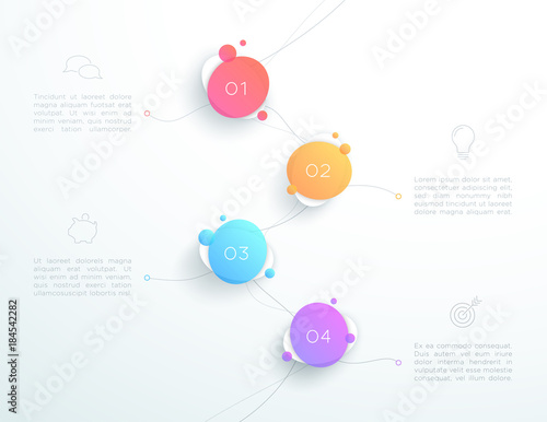 Vector Abstract 3d Number 1 to 4 Step Infographic Page Layout