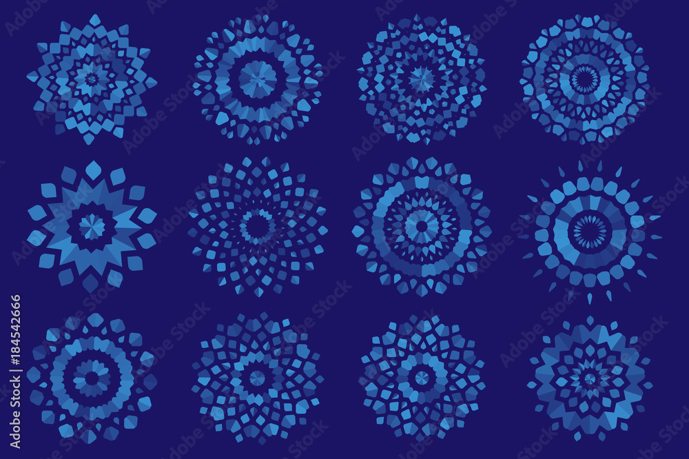 Semi-transparent snowflakes on a blue background