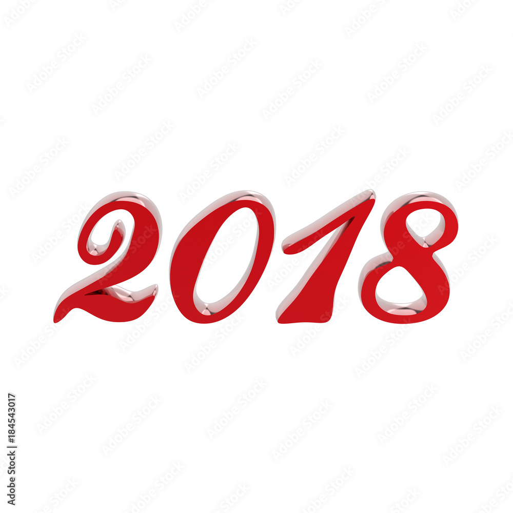 3D illustration isolated new year 2018 red numbers 3D illustration isolated new year 2018 red numbers
