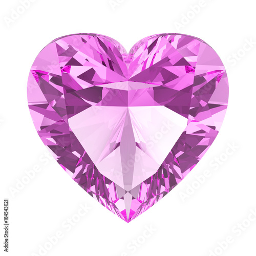 3D illustration isolated pink diamond heart stone