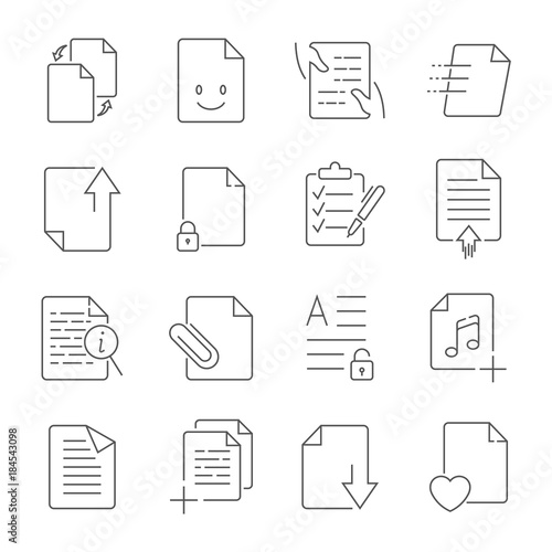 Simple Set of Document Flow Management Vector Line Icons. 
