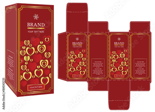Packaging design, gift box template and mockup box. Vector illustration.	