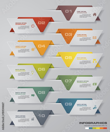 Abstract Infographics 10 steps banner design elements. 10 step layout template. EPS10.