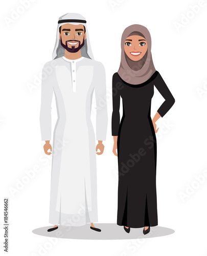 Arabic man and woman in traditional national costume