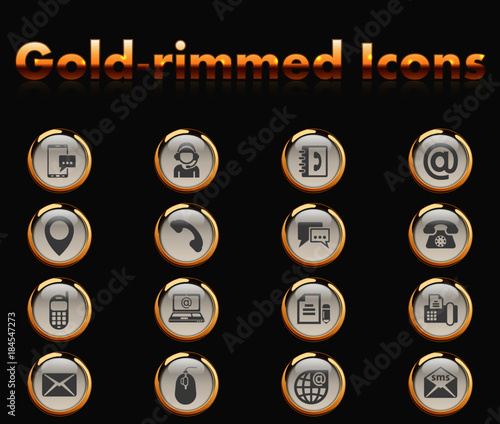 contact us gold-rimmed icons for your creative ideas