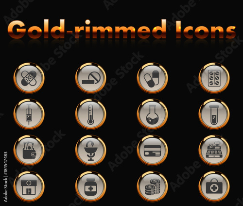 drug store gold-rimmed icons for your creative ideas