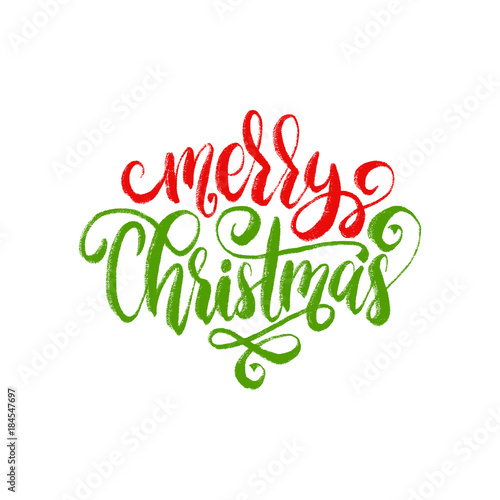 Merry Christmas lettering. Vector calligraphic illustration. Happy Holidays greeting card etc.