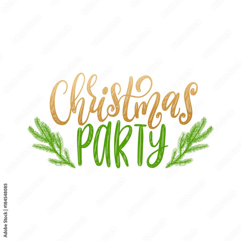 Plakat Vector Christmas Party lettering. Happy Holidays greeting card, poster template