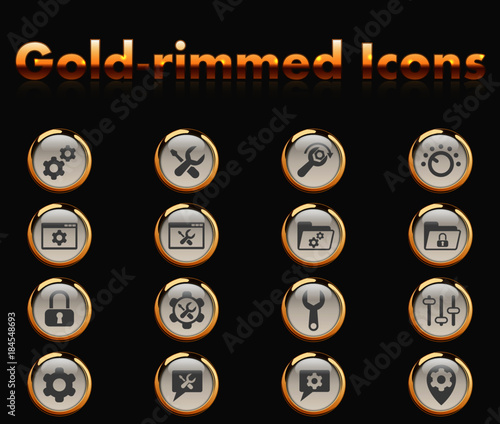 settings gold-rimmed icons for your creative ideas