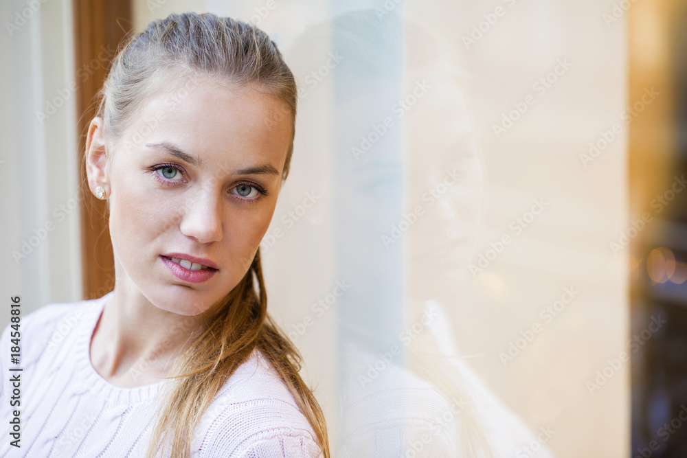 Portrait close up of young beautiful happy woman Portrait close up of young beautiful happy woman