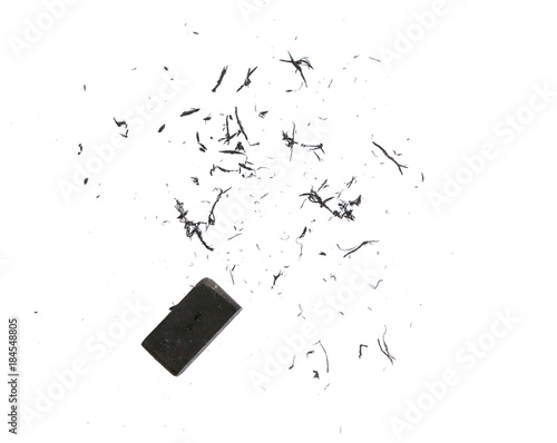 Papier peint eraser scrap and eraser on white background.