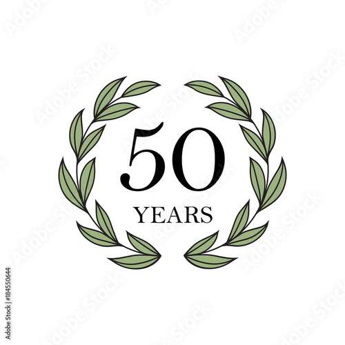 50th anniversary with floral laurel wreath