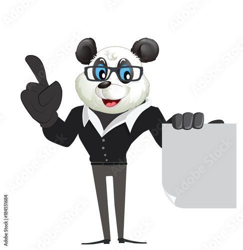 Fototapeta Naklejka Na Ścianę i Meble -   Panda Holding Blank Paper