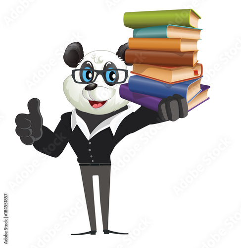 Fototapeta Naklejka Na Ścianę i Meble -  Nerd Cartoon Panda