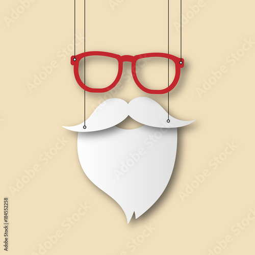 Hipster Weihnachtsmann - Bart und Brille an Fäden