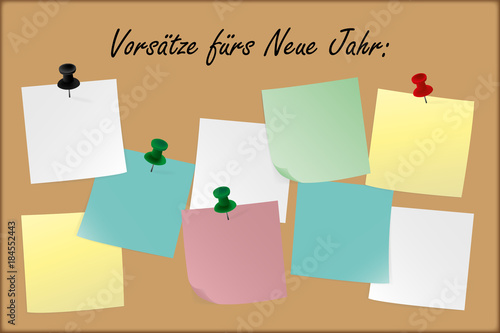 Vorsätze fürs Neue Jahr - Pins - Notizzettel - postit