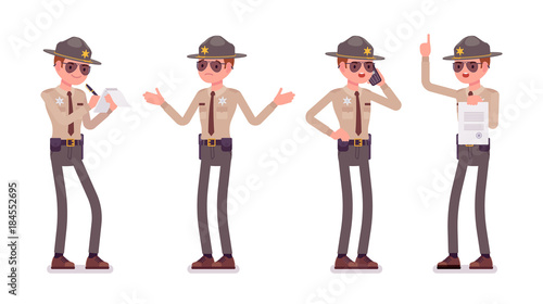 Male sheriff standing and working