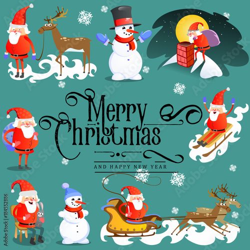 merry christmas and happy new year card, church and green tree under snow, christianity and Catholic winter city cathedral vector illustration, religious holy background