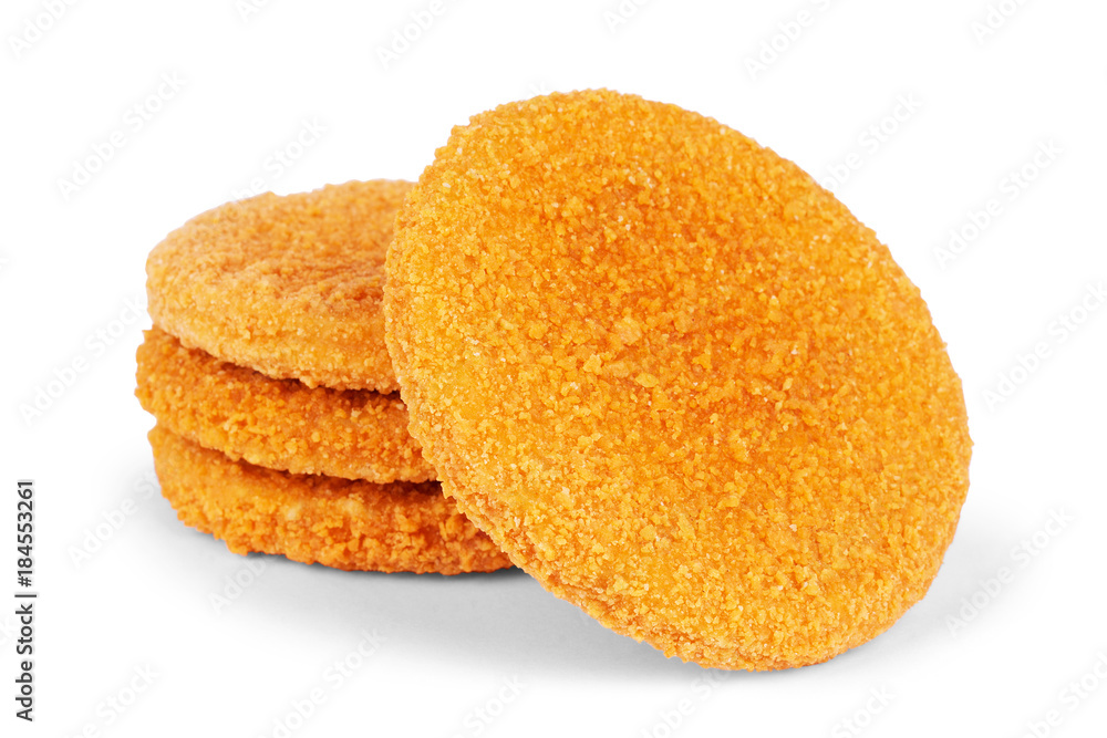 Fishcake burger isolated on white background. Fishcake burger isolated on white background.